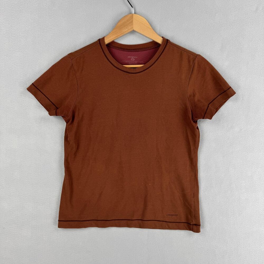 Patagonia Shirt Womens Medium Brown Capilene Short Sleeve Crewneck Tee Top